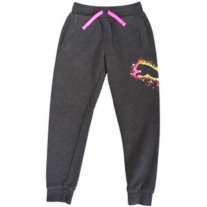 PUMA Girls Charcoal Grey Joggers (Size S 7/8)